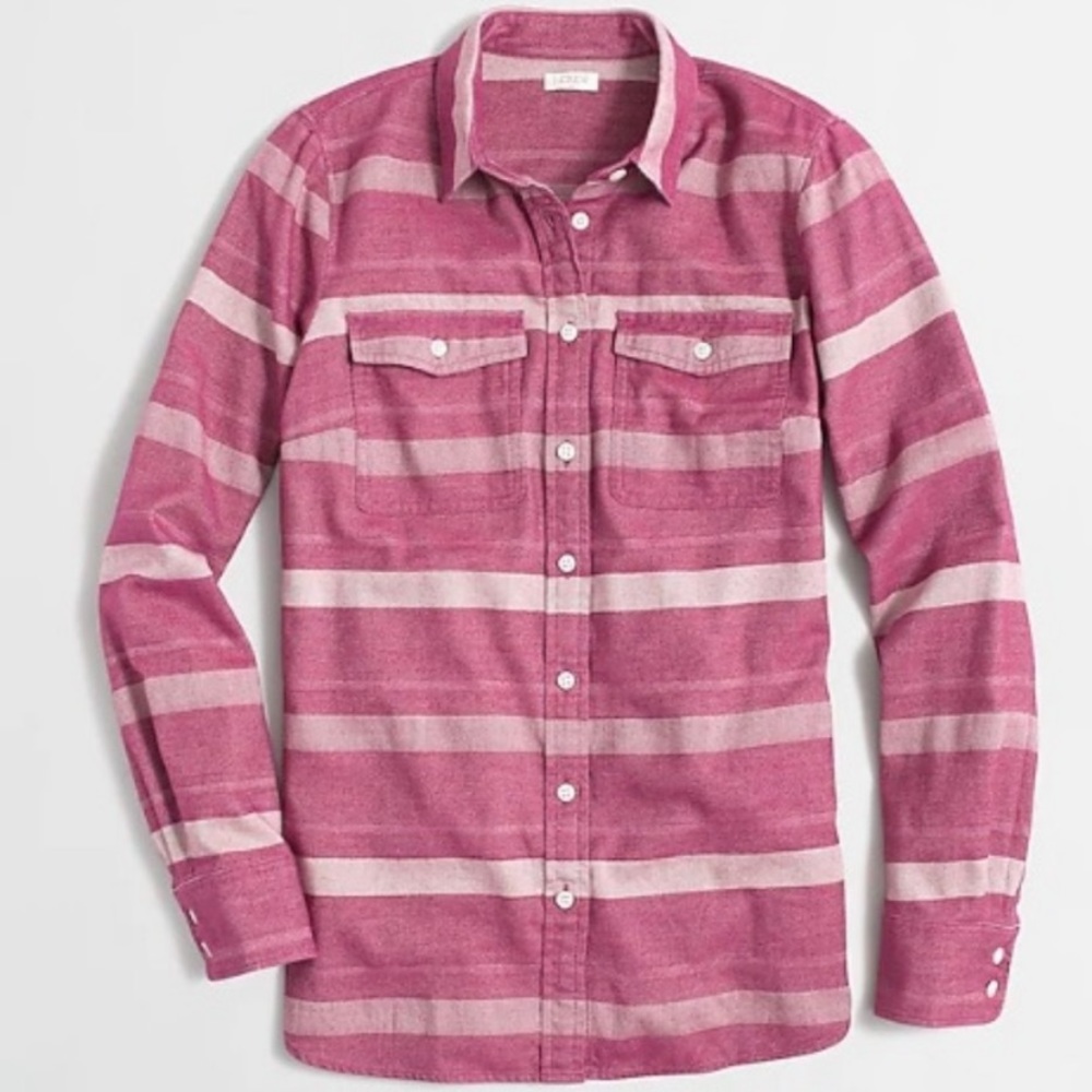 J.Crew Factory Pink Flannel Stripe Button Down‎